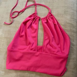 Backless halter top pink